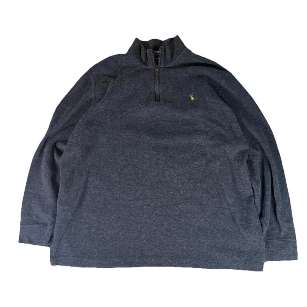 Polo Ralph Lauren Sweater Mens 2XL XXL Estate Rib Quarter Zip Gray Preppy